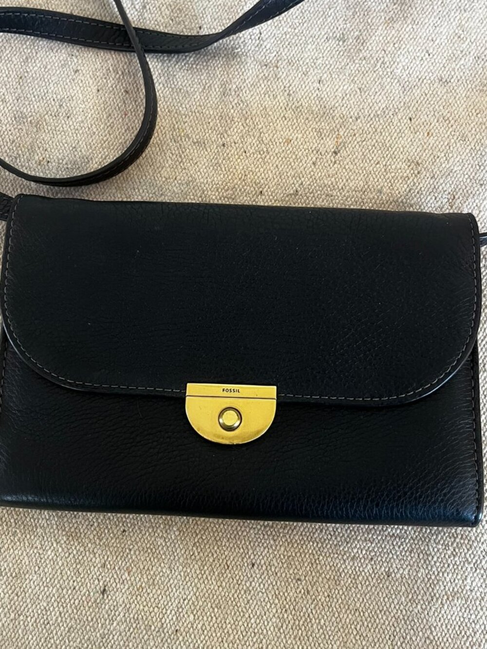 Fossil Woman's Black Pebbled Mini Margot Leather Festival Crossbody Bag